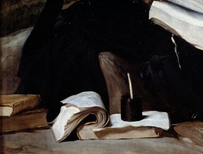 A bolond portréja Diego de Acedo azt mondja, az unokatestvér, részlet. Könyvek. Diego Rodriguez de Silva y Velasquez (1599-1660) festménye alkotó: Diego Velázquez