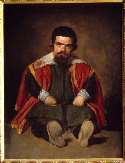 Portré a bolond Sebastien De Morra Törpe udvarban. Diego Velasquez (1599-1660) festménye 1645 körül, V. 1,06x0,81 m Madrid Musee du Prado - A bolond Sebastien de Morra portréja - Udvari törpe - ül. Diego Velazquez festménye (vagy Ve alkotó: Diego Velázquez