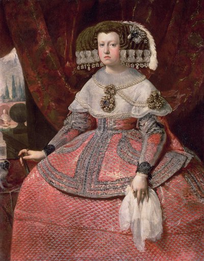 Mária Anna spanyol királynő piros ruhában, 1655-60 alkotó: Diego Velázquez