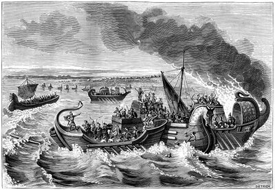 Harc a római és a velencei hajók között, Loire folyó, ie 56, 1882-1884. alkotó: Dietrich