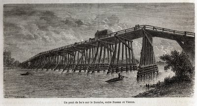 Fahíd a Dunán, Passau és Bécs között, Lancelot rajza Victor Duruy Párizsból Bukarestbe tartó utazásának illusztrálására 1860-ban. Metszet a „Le tour du monde”-ban, szerkesztette Edouard Charton alkotó: Dieudonne Auguste Lancelot