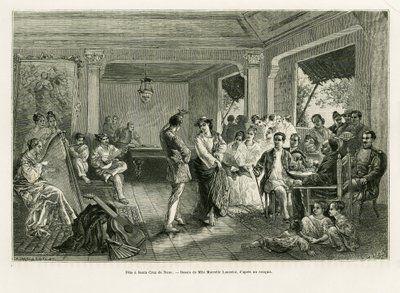 Bulizz egy Santa Cruz de Nano-t. Lancelot metszet a Lucon és Palaouan, hat éve a Fülöp-szigeteken című történet illusztrálására, Alfred Marche (1844-1898), in le tour du monde 1886, rendező: Edouard Charton (1807-1890), Hachette, Párizs. alkotó: Dieudonne Auguste Lancelot