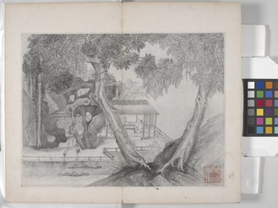Tájfestmények albuma (tintával papíron) alkotó: Ding Yunpeng