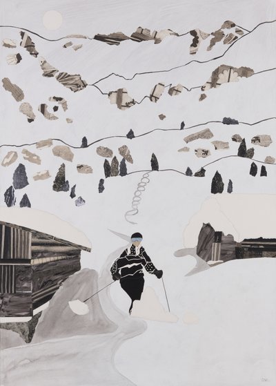 Síelés ebédre (kollázs) alkotó: Dione Verulam