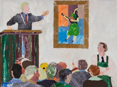 A mandolinos, 2020 (kollázs) alkotó: Dione Verulam