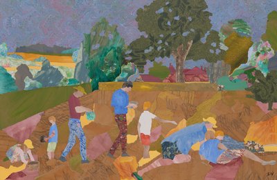 Sárga csörgő szüret (kollázs) alkotó: Dione Verulam