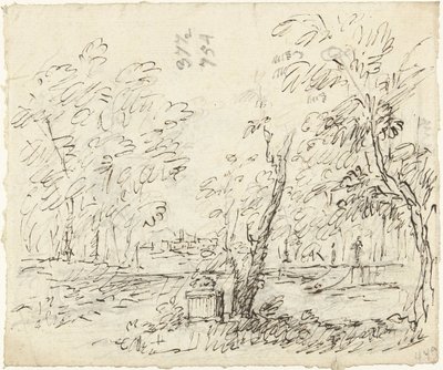 Kert lépcsőházzal, szobrokkal alkotó: Dionys van Nijmegen (possibly)