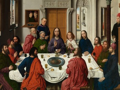 Részlet az Utolsó Vacsora triptichonjáról, a Szentségi Oltárról, 1464-68 körül (olaj, tábla) alkotó: Dirck Bouts