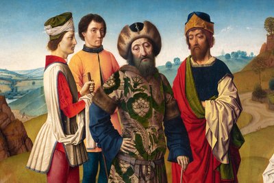 Plébániatemplom (Parochiekerk Sint-Pieter). Festmény. Dirk Bouts. Szent Erasmus vértanúsága. 1460-1464 körül. Részlet. Központi panel. alkotó: Dirck Bouts