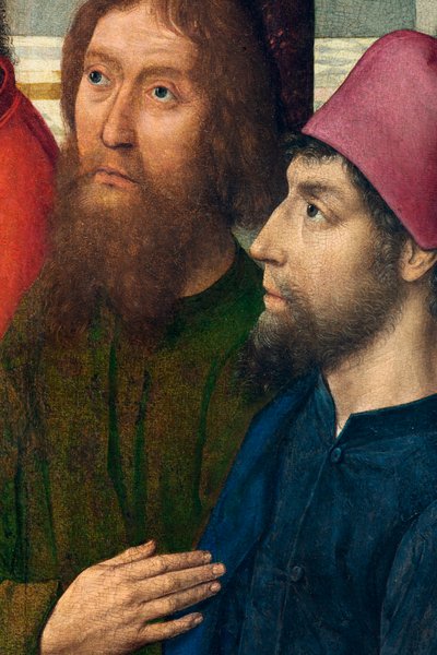 Plébániatemplom (Szent Péter plébániatemplom). festmény. Utolsó vacsora. Dirk Bouts. 1464-1468. Részlet. központi panel. alkotó: Dirck Bouts