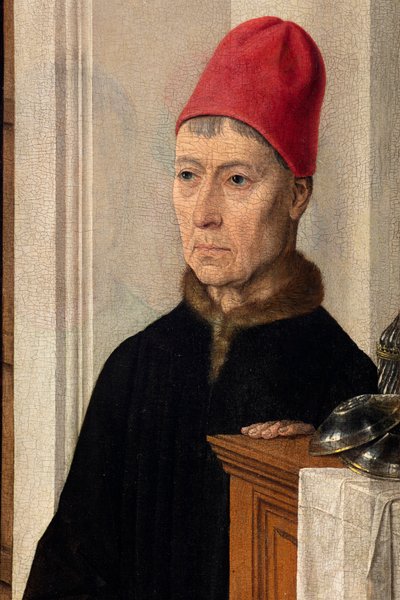 Plébániatemplom (Szent Péter plébániatemplom). festmény. Utolsó vacsora. Dirk Bouts. 1464-1468. Részlet. központi panel. alkotó: Dirck Bouts