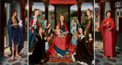 A Szűz és a Gyermek szentekkel és adományozókkal A Donne-i triptichon, c1478 1927 alkotó: Dirck Bouts