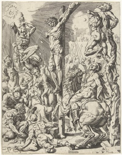Krisztus a kereszten A bukás és az emberiség megváltása Krisztus életén és szenvedésen keresztül (sorozat címe) alkotó: Dirck Volckertsz. Coornhert (attributed to)