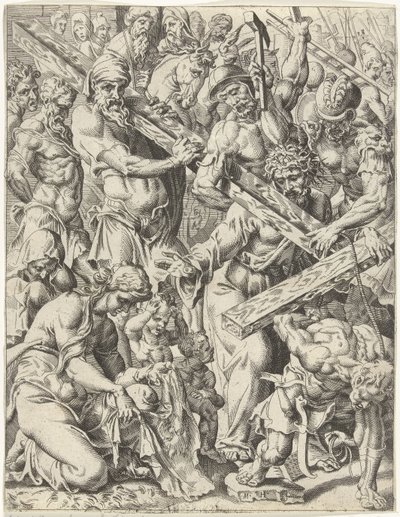 A kereszt hordozása Az emberiség bukása és megváltása Krisztus életén és szenvedésen keresztül (sorozat címe) alkotó: Dirck Volckertsz. Coornhert (attributed to)