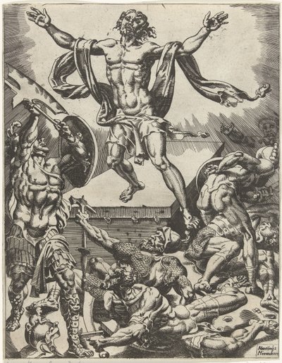Krisztus feltámadása Az emberiség bukása és megváltása Krisztus életén és szenvedésen keresztül (sorozat címe) alkotó: Dirck Volckertsz. Coornhert (attributed to)