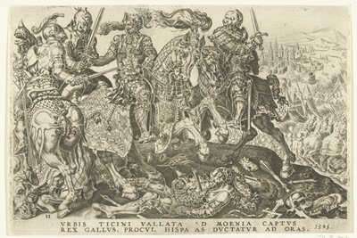 I. Ferenc elfogása a páviai csatában, 1525 V. Károly győzelmei (sorozat címe) Divi Caroli. v. imp. dönt. max. victoriae, ex multis praecipuae (sorozat címe) alkotó: Dirck Volckertsz. Coornhert (possibly)