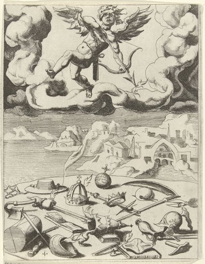 Az érzéki szerelem legyőzi a földi törekvéseket Petrarch diadalai (sorozat címe) alkotó: Dirck Volckertsz. Coornhert (possibly)