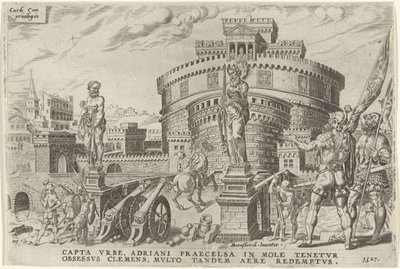 Az Angyalvár ostroma, 1527 V. Károly győzelmei (sorozat címe) Divi Caroli. v. imp. dönt. max. victoriae, ex multis praecipuae (sorozat címe) alkotó: Dirck Volckertsz. Coornhert