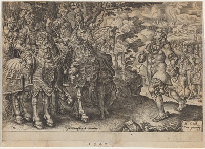 Frigyes János szász választófejedelem megadása a mühlbergi csata után alkotó: Dirck Volckertz Coornhert, after Maerten van Heemskerck