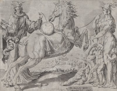 Bolond tudás és ostoba szerelem, amely megpróbálja megfékezni a világot, a The Unbestained Wor...-ből, 1550. alkotó: Dirck Volkertsen Coornhert