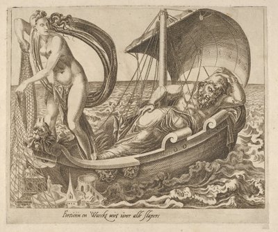 A Fortune nem vigyáz minden alvóra a Six Sayings about Fortune, kb. 1560. alkotó: Dirck Volkertsen Coornhert