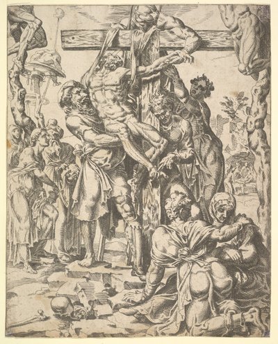 A keresztről való leszállás, az emberiség bukásából és üdvösségéből az életen és az életen keresztül..., 1548. alkotó: Dirck Volkertsen Coornhert