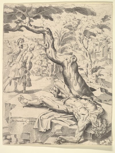 Példabeszéd az irgalmas szamaritánusról, 1549. alkotó: Dirck Volkertsen Coornhert