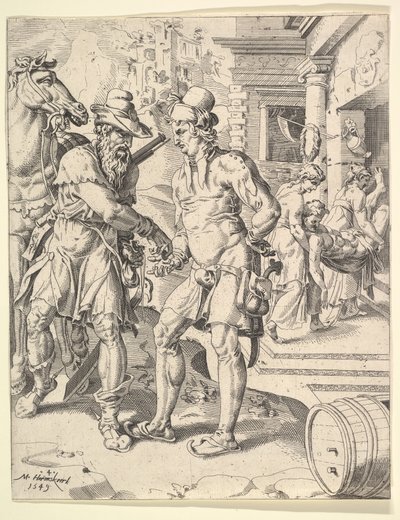 Példabeszéd az irgalmas szamaritánusról, 1549. alkotó: Dirck Volkertsen Coornhert