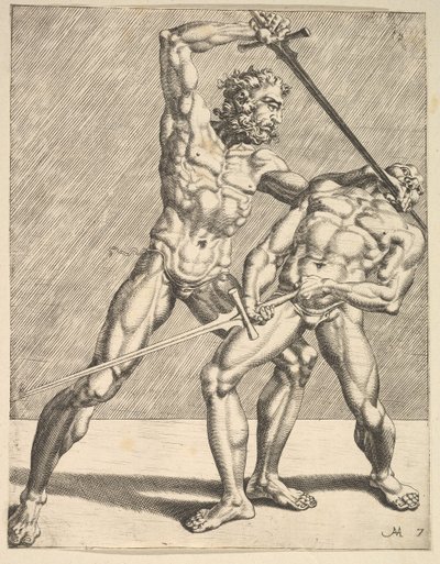Két vívó, a Fencerstől, 1552. 7-es tábla alkotó: Dirck Volkertsen Coornhert