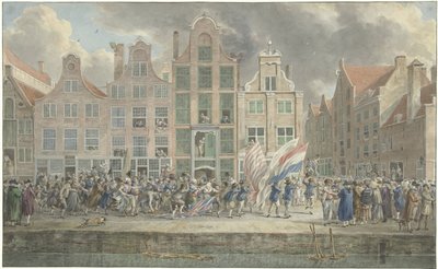 Angolellenes tüntetés Rotterdamban, 1781. március 2-án alkotó: Dirk Langendijk (signed by artist)