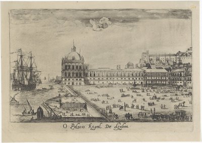 Kilátás a lisszaboni királyi palotára O Palacio Real de Lixboa (cím az objektumon) Lisszabon kilátásai (sorozat címe) alkotó: Dirk Stoop
