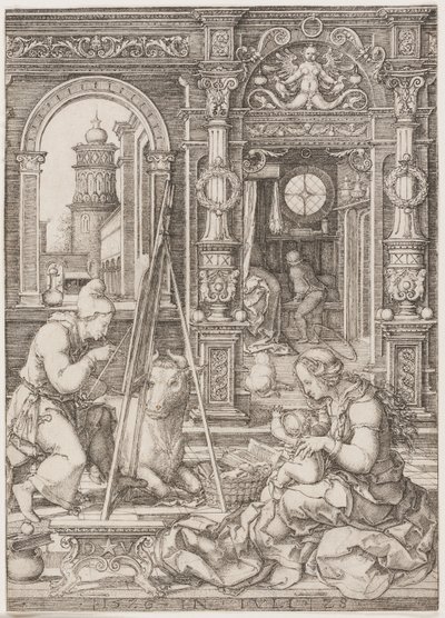 Szent Lukács a szűz és a gyermek festménye alkotó: Dirk Vellert