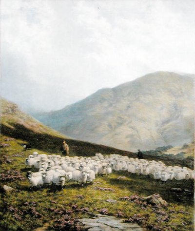 Pásztor és juh, Perthshire (olaj, vászon) alkotó: Dixon Clark