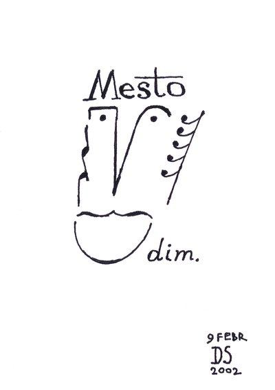 Mesto - egy arc karikatúrája, amelyet kottaírással rajzoltak. alkotó: Dmitri Smirnov