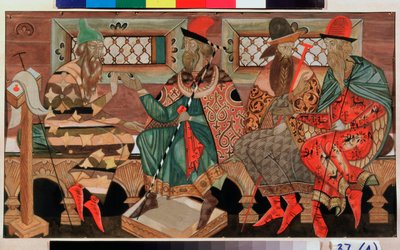 Beszélgetés (Beszéd) – Dmitrij Szemjonovics Szteleckij (1875-1947) munkája, gouache papíron alkotó: Dmitry (Dmitrij) (1875 1947) Stelletsky
