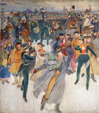 „A decembrista lázadás a Szenátus téren 1825. december 14-én”, 19. század vége alkotó: Dmitry Kardovsky