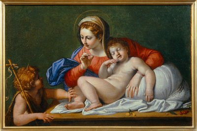 Die Jungfrau und das Jesuskind mit dem heiligen Johannes dem Täufer, auch Das Schweigen genannt von Domenichino (1581-1641)