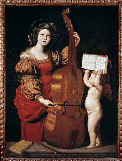 Szent Cecília kottát tartó angyallal (olaj, vászon alkotó: Domenichino