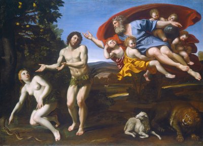 Ádám és Éva megrovása alkotó: Domenichino