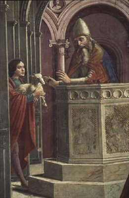 Joachim felajánlja, Joachim kiűzetéséből a templomból (freskó) (részlet) alkotó: Domenico Ghirlandaio