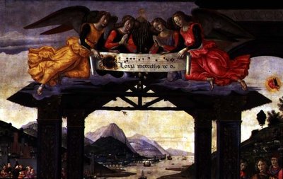 A mágusok imádása, 1488 (tempera a panelen) (120249 részlet) alkotó: Domenico Ghirlandaio