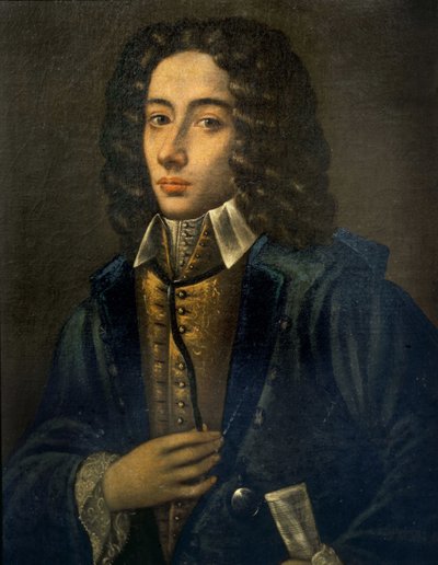 Giovanni Battista Pergolesi (Jean Baptiste Pergolese, Jean-Baptiste) (1710 - 1736) portréja. Olaj, fa, Domenico Antonio Vaccaro. Nápolyi Konzervatórium. Giovanni Battista Pergolesi Domenico Antonio Vaccaro Nápolyi Konzervatórium festménye alkotó: Domenico Antonio Vaccaro