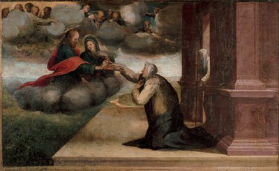 Szent Katalin stigmáinak oltárképe. A Predelle részlete: Sienai Szent Katalin misztikus esküvője. Domenico Beccafumi (1486-1551) festménye alkotó: Domenico Beccafumi