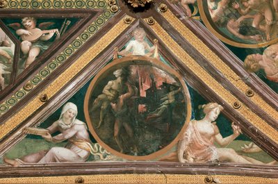 Enee megmenti Anchise-t a trójai freskó tüzéből, Domenico Beccafumi (1486-1551) alkotó: Domenico Beccafumi
