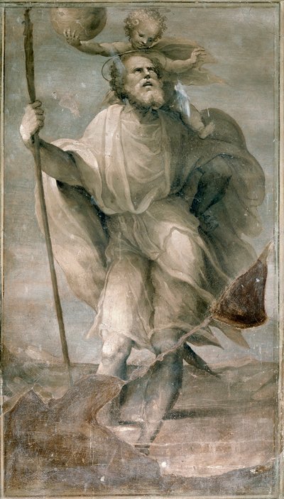 Szent Kristóf. Domenico Beccafumi (1486-1551) festménye alkotó: Domenico Beccafumi