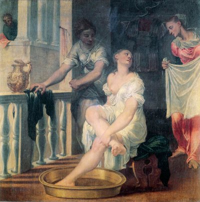 Batsaba az ő fürdőjében alkotó: Domenico Brusasorci