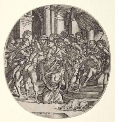 Szent Katalin lefejezése, 1517. alkotó: Domenico Campagnola