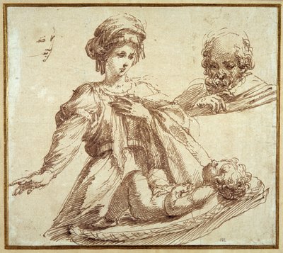 A Szent Család (toll és tinta papíron) alkotó: Domenico Campagnola