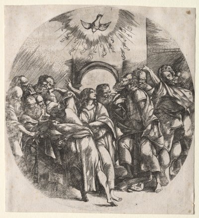 A szent szellem leszállása alkotó: Domenico Campagnola