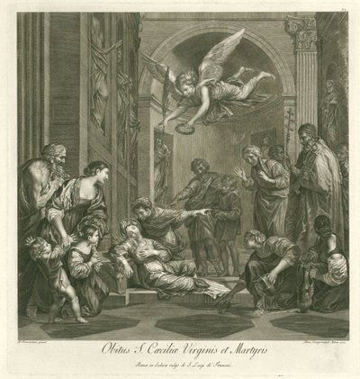 Dood van de heilige Cecilia Szűz Szent Cecília és mártír halála (cím a tárgyon) Olasz schilderkunst (sorozat címe) Olasz Festészeti Iskola (sorozat címe) alkotó: Domenico Cunego